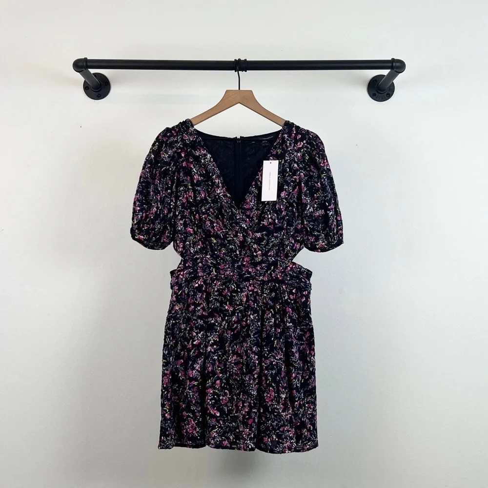 NWT French Connection Flores Cotton V-Neck Cutout Floral Mini Dress - Picture 6 of 9